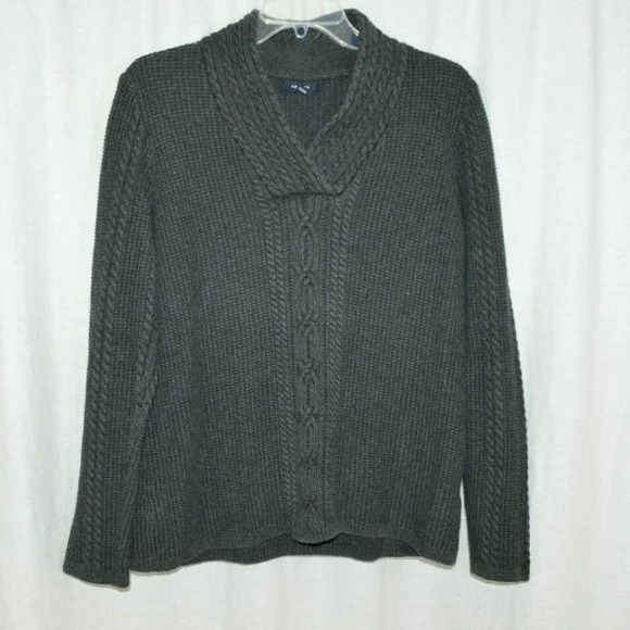 Nautica Gray Pull Over Cable Knit High Collar - Picture 1 of 7